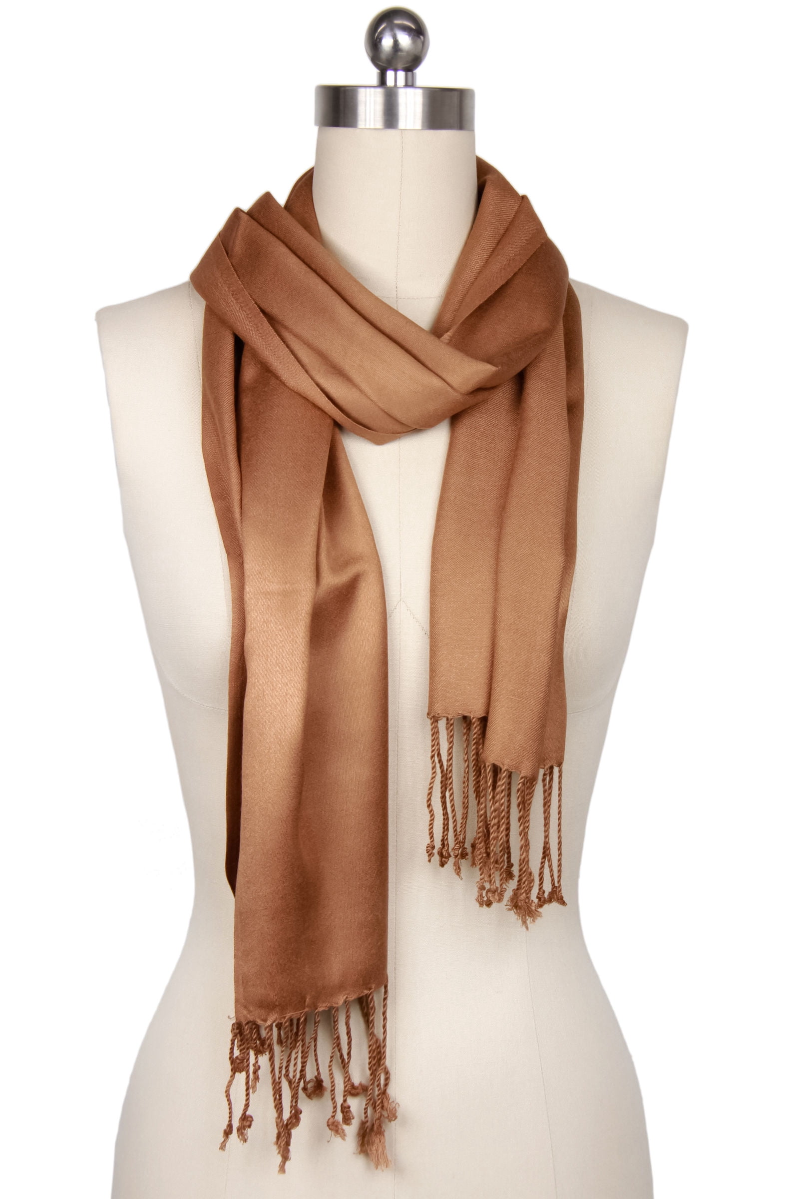 Veroma Solid Satin Scarf with Fringe