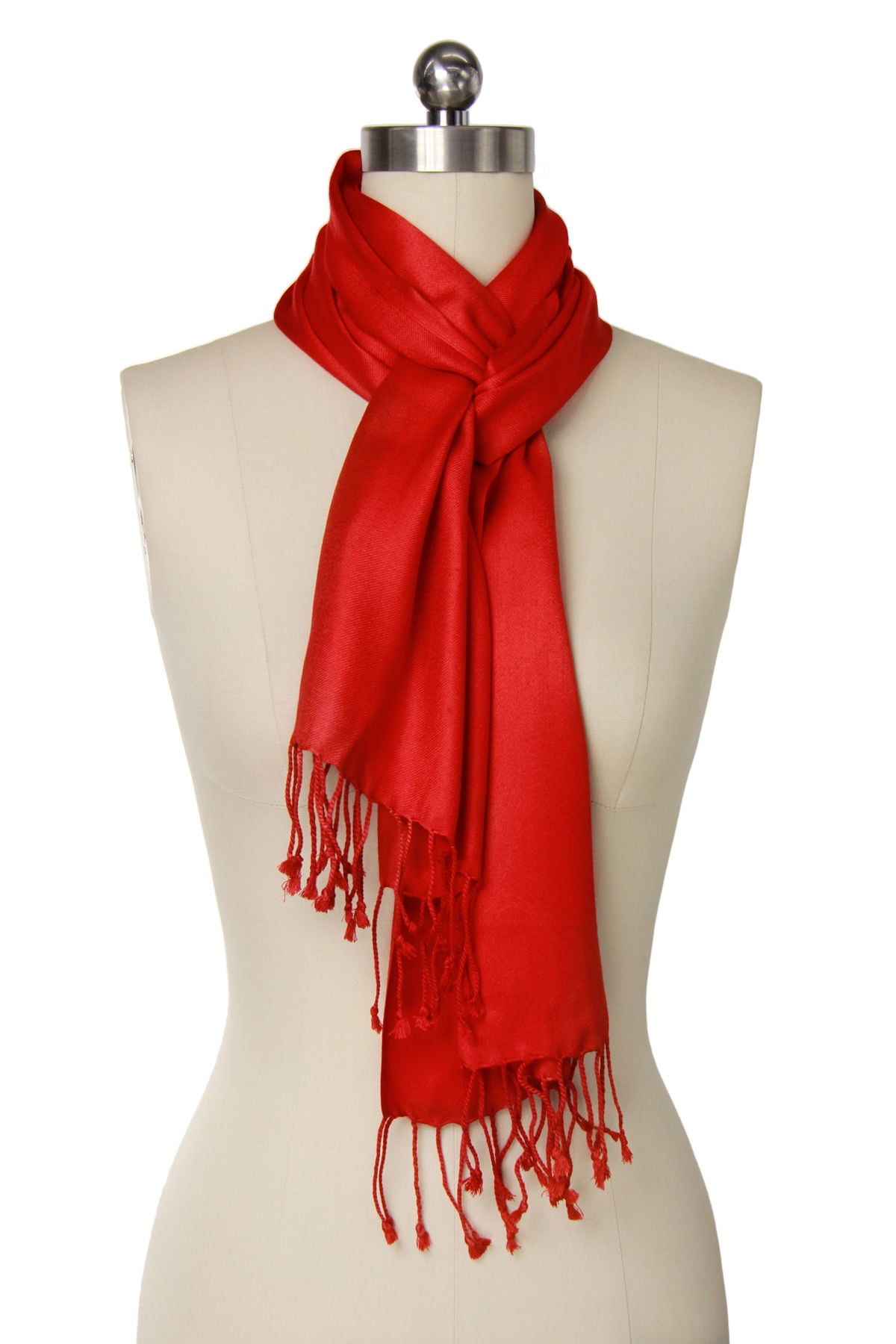 Veroma Solid Satin Scarf with Fringe