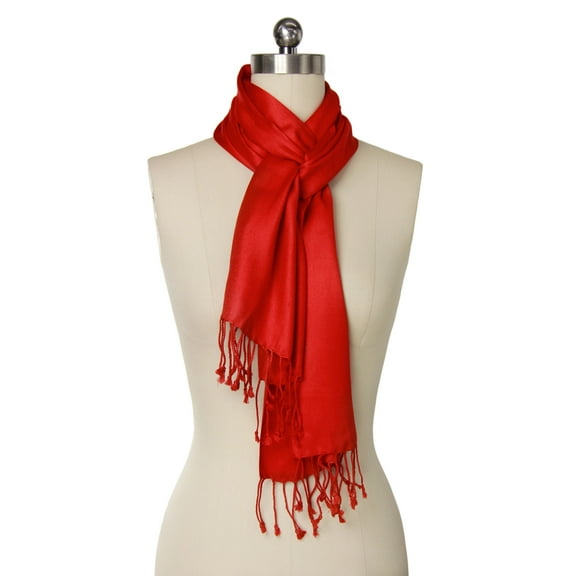 Veroma Solid Satin Scarf with Fringe