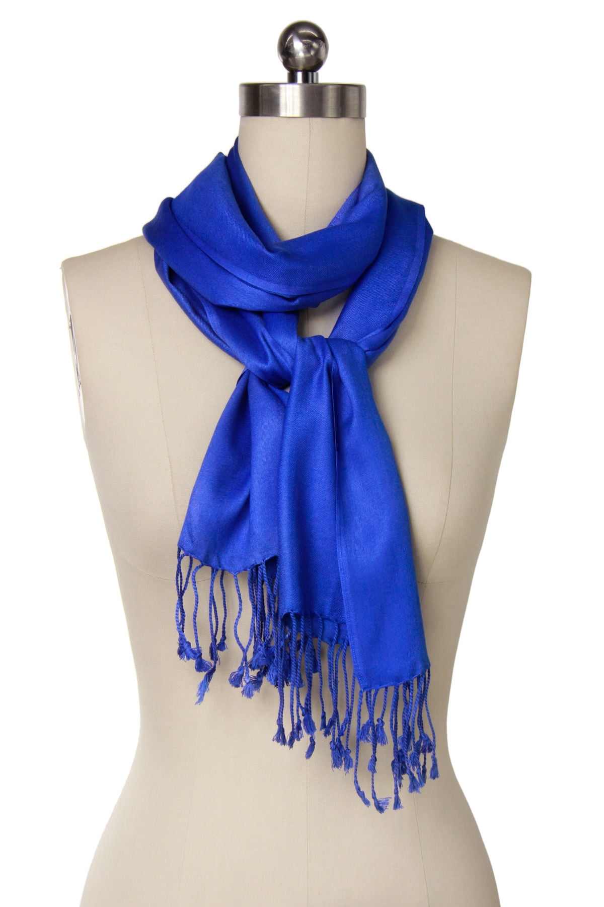 Veroma Solid Satin Scarf with Fringe