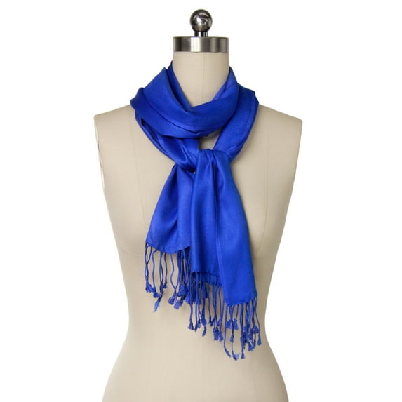 Veroma Solid Satin Scarf with Fringe