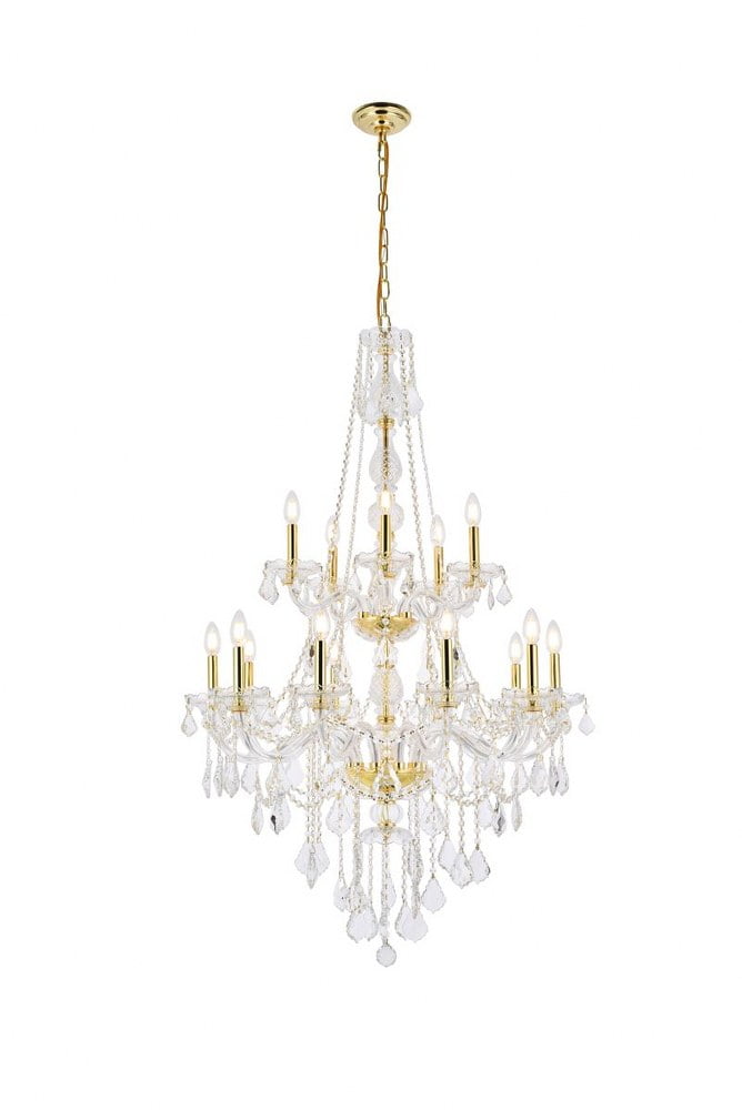 Verona 15-Light Chrome Chandelier with Golden Teak Crystal