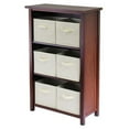 thumbnail image 1 of Verona 3 Section M Storage Shelf with 6 Foldable Fabric Baskets - Walnut and Beige, 1 of 1