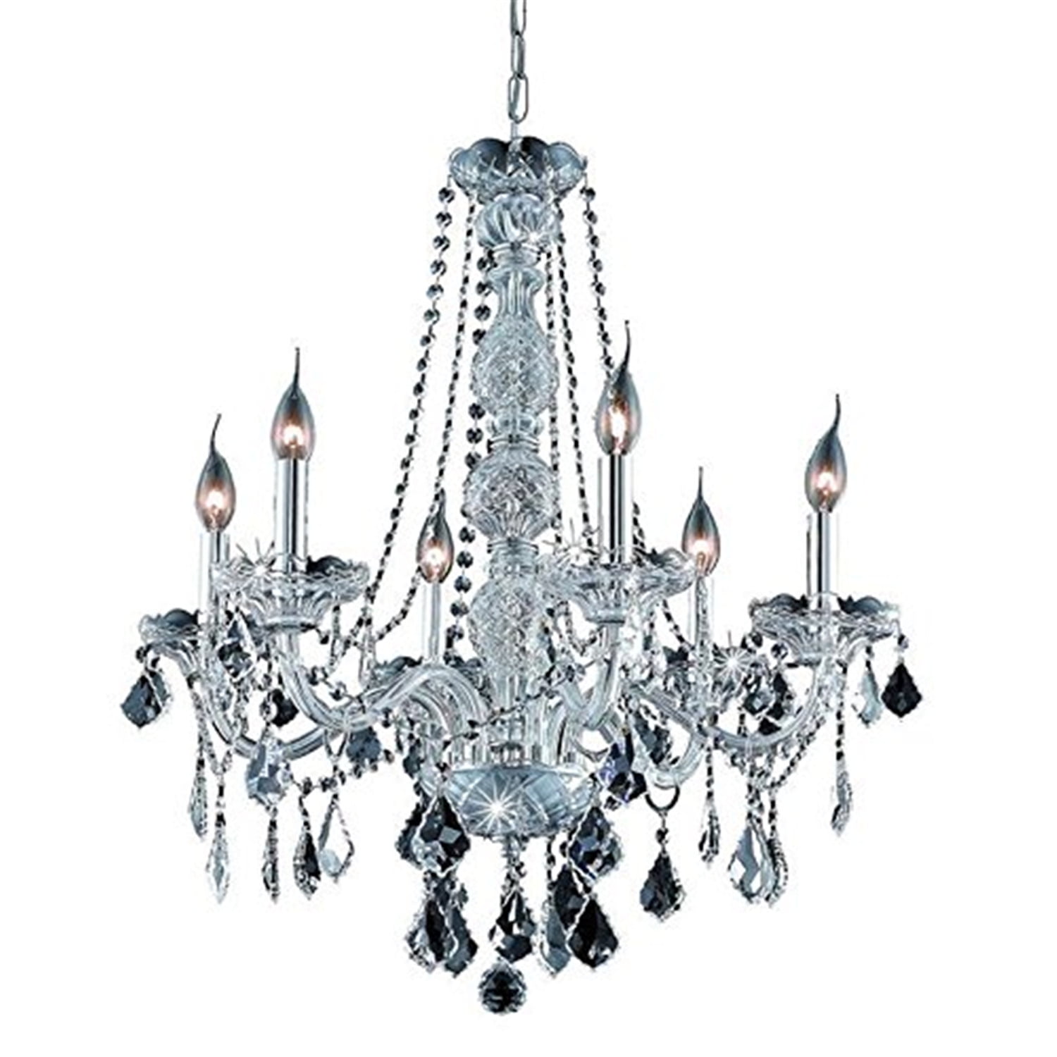 Elegant 24" Chrome Chandelier with Clear Crystal Trim