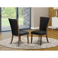 thumbnail image 1 of Verona Antique Walnut Wooden Frame Dining Chair with Black Linen Fabric Seat with Nail Head & Stylish Back - Set of 2, 1 of 1