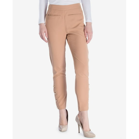 Verona Collection Button Detail Pants Latte XS