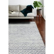 Verona Collection Transitional 100 Percent Wool Hand Tufted Area Rug - Blue - 3 ft. 6 in. x 5 ft. 6 in.