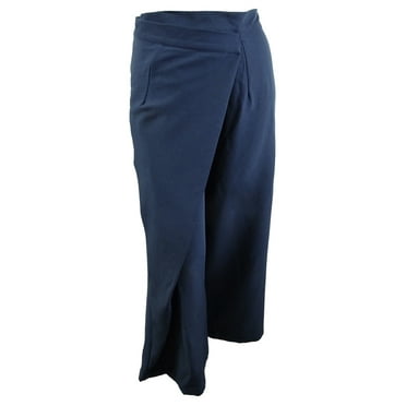 Verona Collection Women's High-Waist Wrap Modest Pants (XXL, Navy)