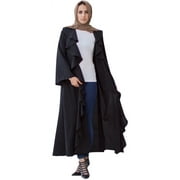 Verona Collection Womens Ruffled Cardigan Sweater, Black, Large