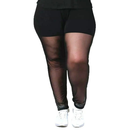 Verona Couture Womens Plus Size black Leggings with Elegant lace Panel Stretch High Waisted Pull on Leggings Vc-161224