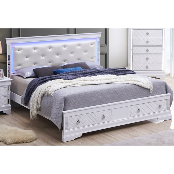 Verona G6790B-QSB2 Queen Bed , Silver Champagne