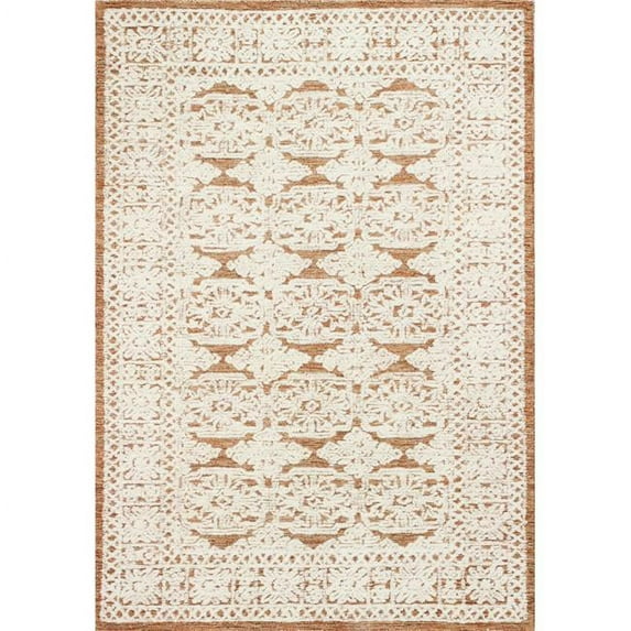 Verona Geometric Transitional 100 Percent Wool Hand Tufted Rectangle Area Rug - Spice - 3 ft. 6 in. x 5 ft. 6 in.