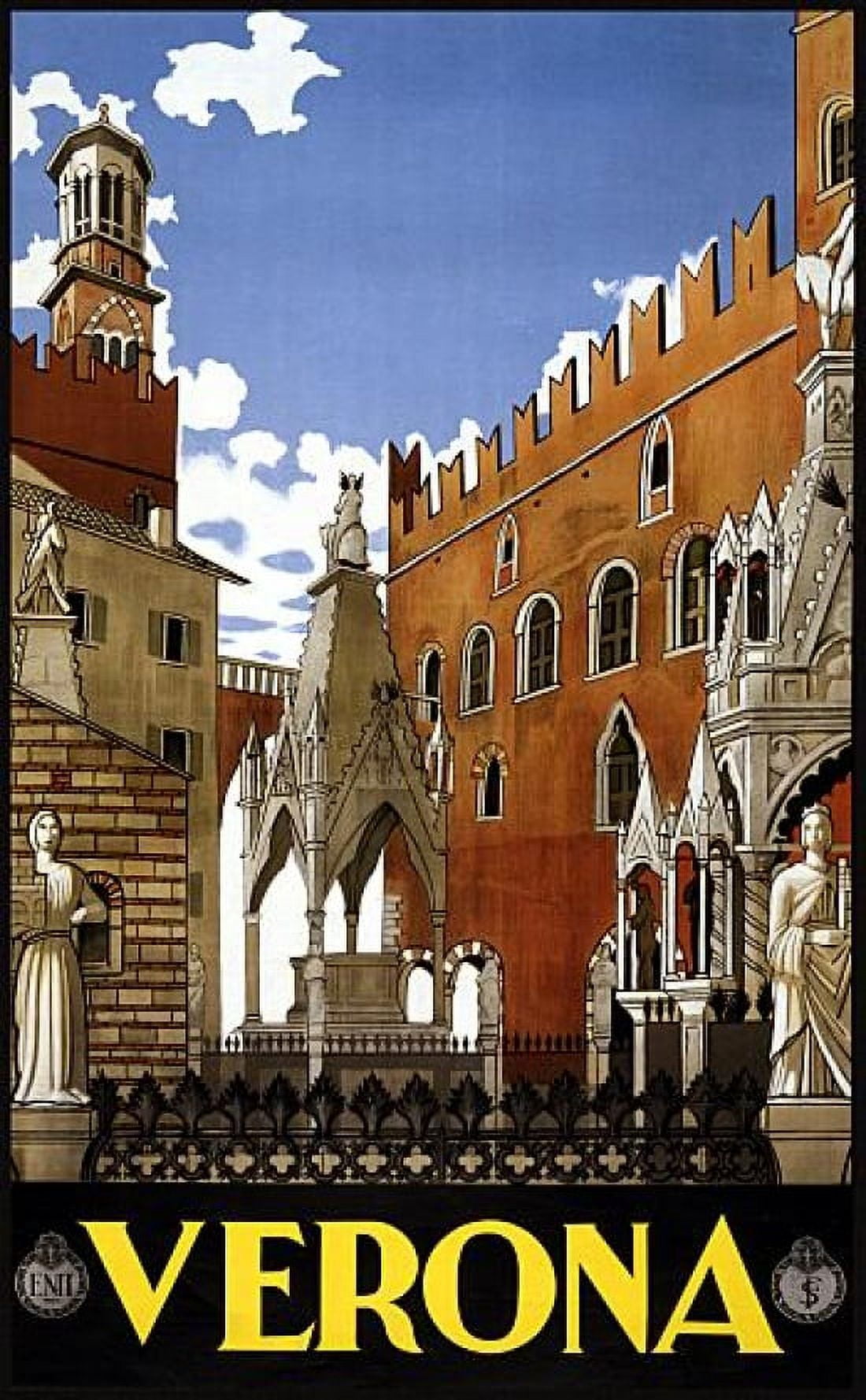 Verona Italy Vintage Travel Canvas Art - (36 x 54)