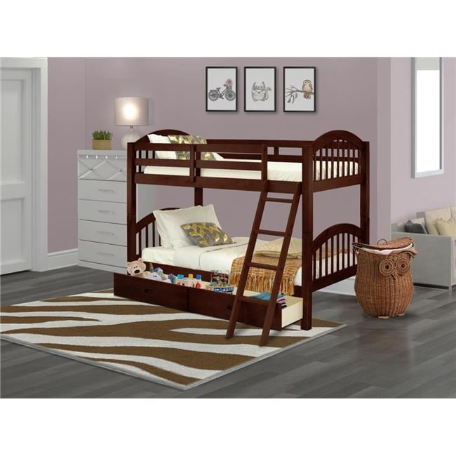 Java Bunk Bed Verona Twin Size Bunk Bed with Under Drawer - Java - Walmart.com