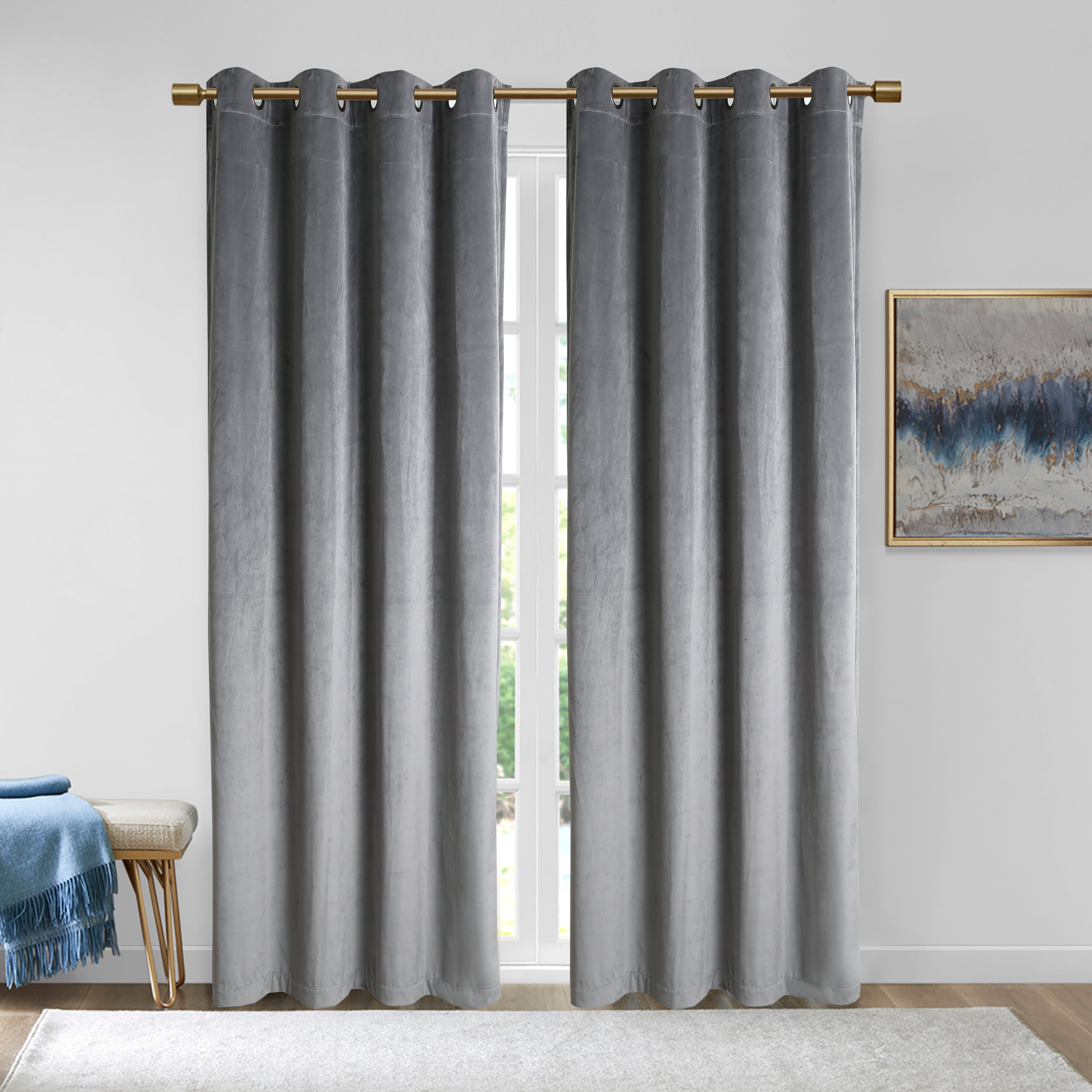 Verona Velvet Window Panel Pair Light Silver Grey 50"x84"