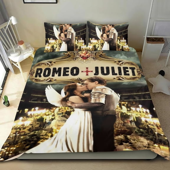 Verona's Romeo & Juliet Themed Bed Sheet Set Three Piece Set 53x79 In ches Comfortable And Skin Friendly Unique Design Creating A Star Studded Night Home Decor Gifts For Family Friends fans