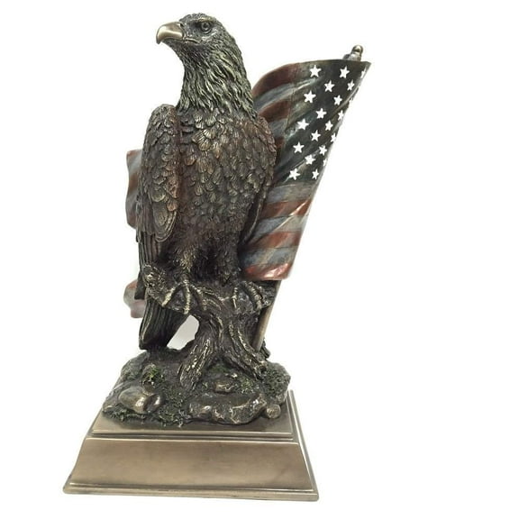 Veronese American Pride - Bald Eagle with Stars & Stripes Statue Sculpture