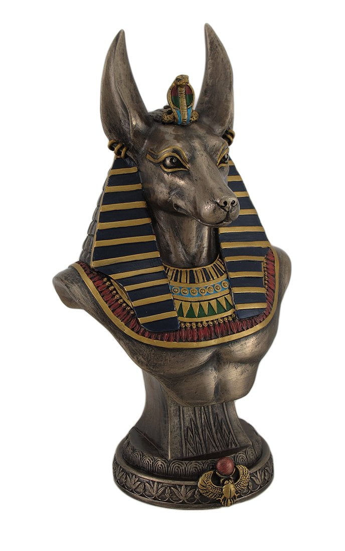Veronese Ancient Egyptian Jackal God Anubis Bronze Finished Bust Statue