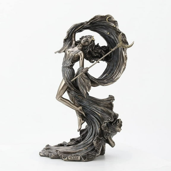 Veronese Design 10 7/8" Tall Nyx Greek Primordial Goddess of The Night Cold Cast Bronzed Resin Sculpture Wiccan Figurine