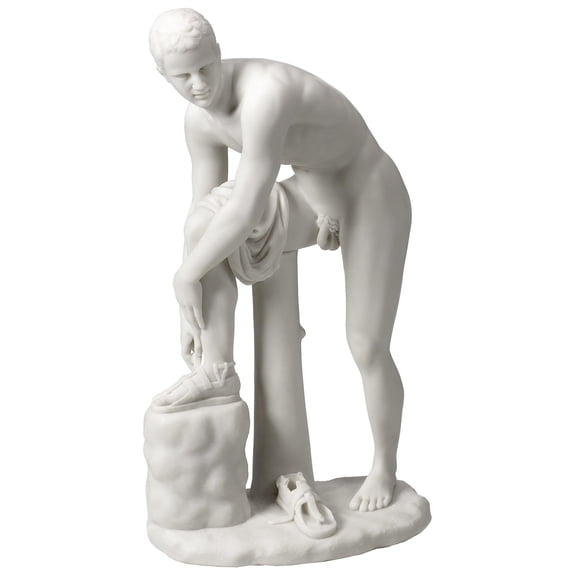 Veronese Design 10 Inch Hermes Fastening Sandle Resin Statue Marble White Finish Classic Greek Sculpture