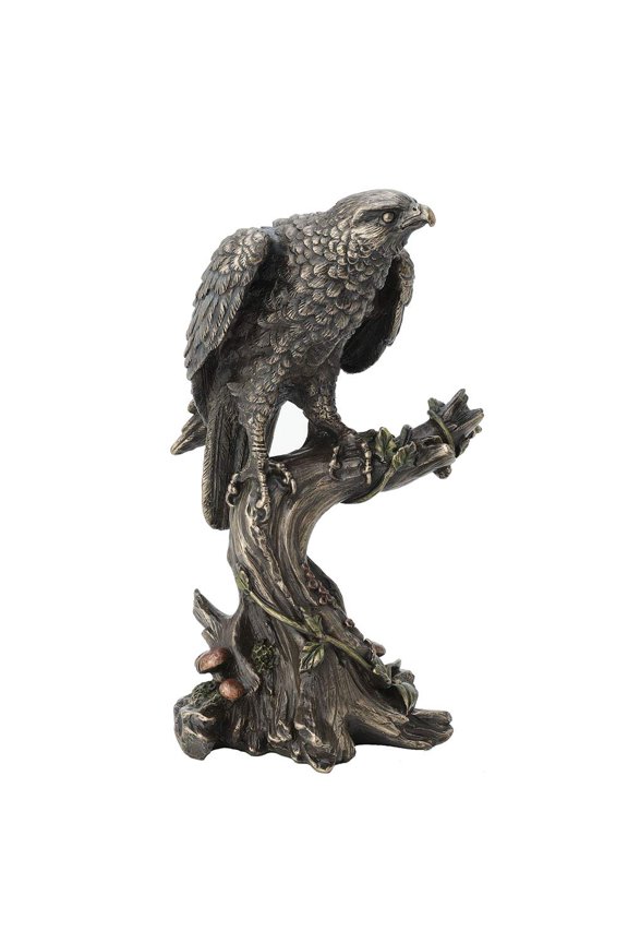 Veronese Design 10 Inch Peregrine Falcon Antique Bronze Finish Animal Wild Life Birds Hawk Eagle Sculpture Collectible Figurine