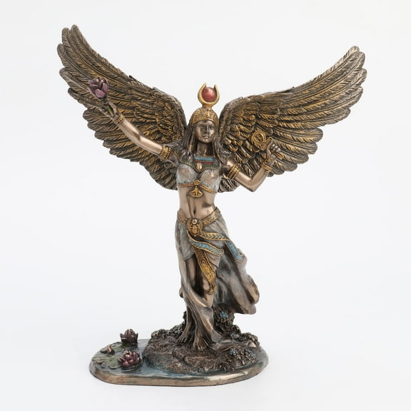 Veronese Design 11 3/8" Egyptian Goddess Isis Resin Sculpture Cast Bronze Finish