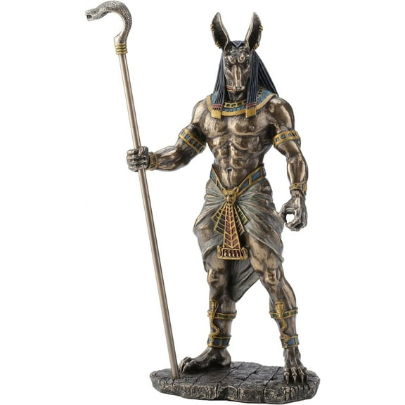 Veronese Design 11" Egyptian God Anubis Holding Cobra Scepter Cast Resin Bronze Finish Statue