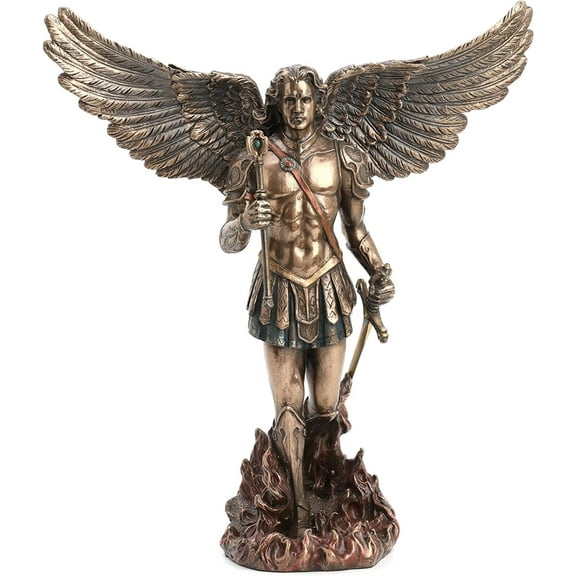 Veronese Design 12 1/4 Inch Tall Archangel Saint Michael Cold Cast Resin Antique Bronze Finish Sculpture Statue