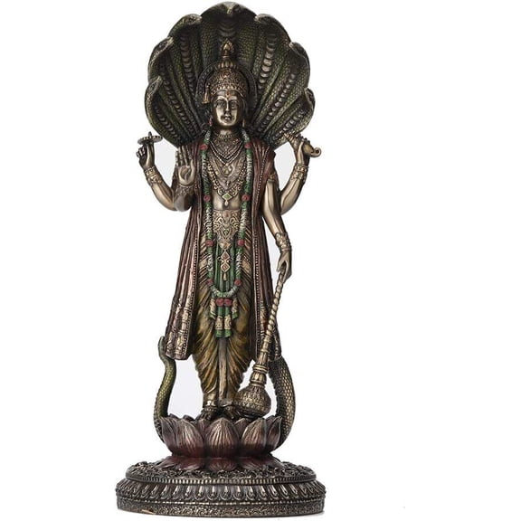 Veronese Design 12.5 Inch Hindu God Shesha Vishnu Antique Bronze Finish Handmade