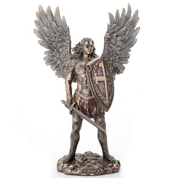 Veronese Design 14" Tall Saint Michael The Archangel in Battle Armor Cold Cast Resin Statue Antique Bronze Finish Sculpture