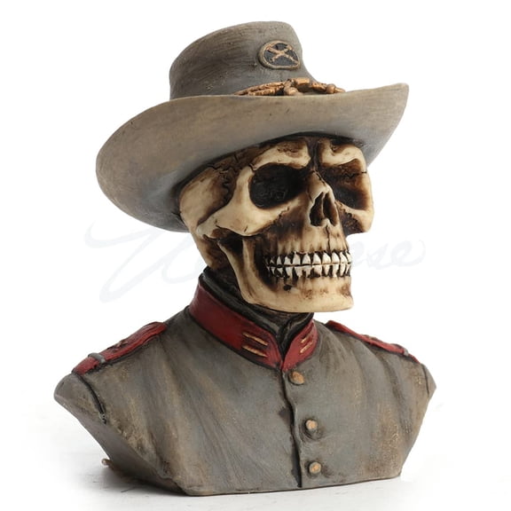 Veronese Design 2 1/2 Inch Civil War Confederate Army Skeleton Half Bust Resin Statue
