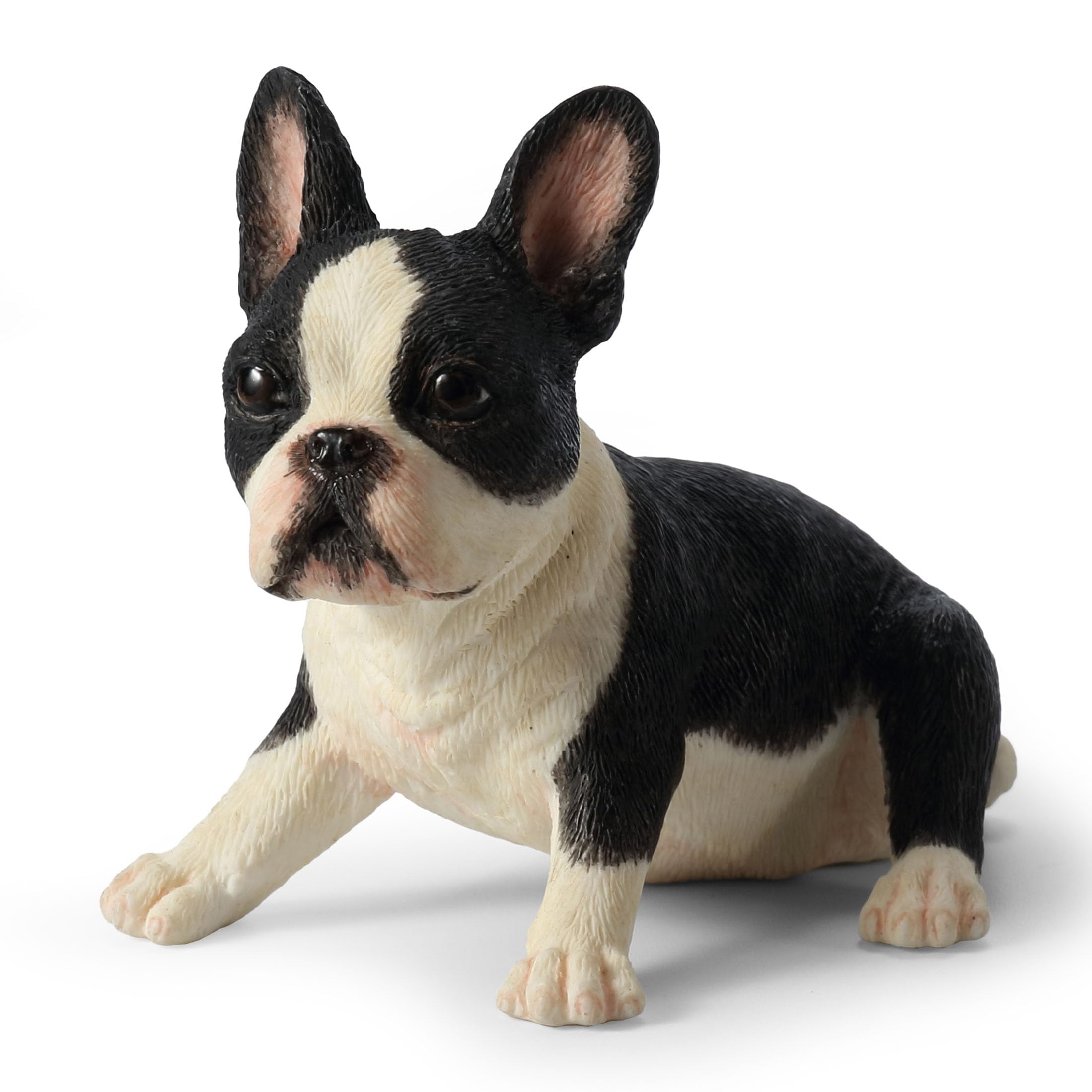 Hand-Painted Black and White Resin Boston Terrier Figurine
