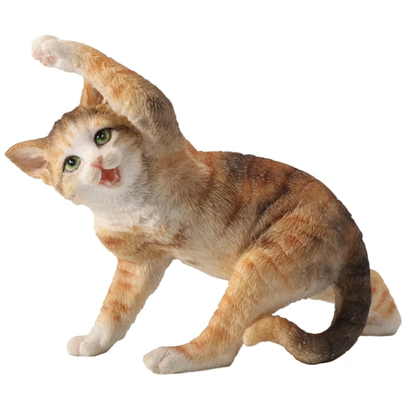 Veronese Design 3 1/2 Inch Yellow Tabby Yoga Cat Twist Pose Resin Animal Miniature