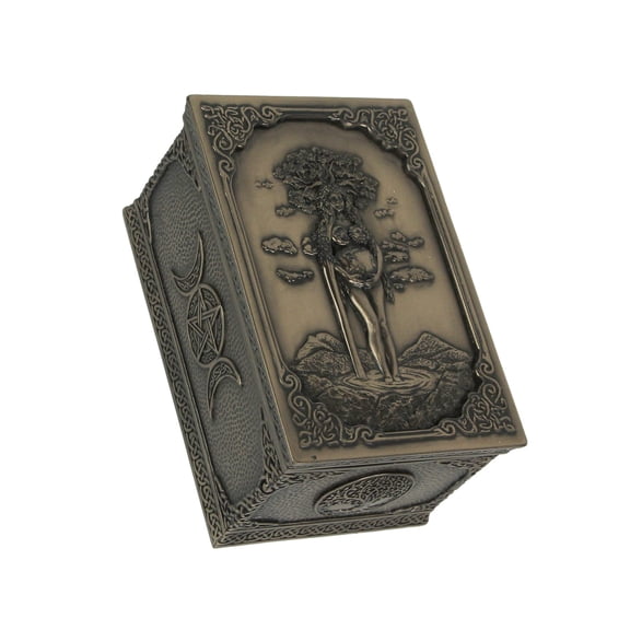 Veronese Design 3 3/8 Inch Tall Nature Goddess Mother Earth Gaia Rectangular Trinket Box Cold Cast Bronzed Resin Sculpture Greek Roman Celtic Norse Collectible Home Decor