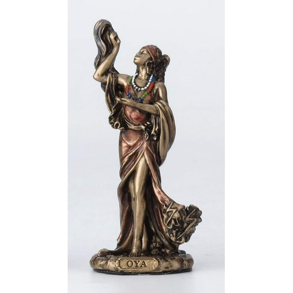 Veronese Design 3 7/8 Inch OYA -Santeria Orisha Goddess of Wind, Storm and Transformation Cast Resin Hand Painted Antique Bronze Finish Statue Home Decor