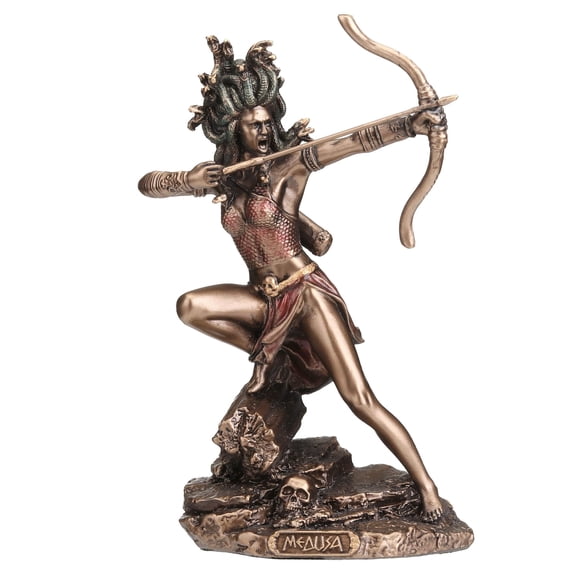Veronese Design 4 1/2 Inch Medusa The Gorgon Drawing Bow and Arrow Hand Painted Resin Sculpture
