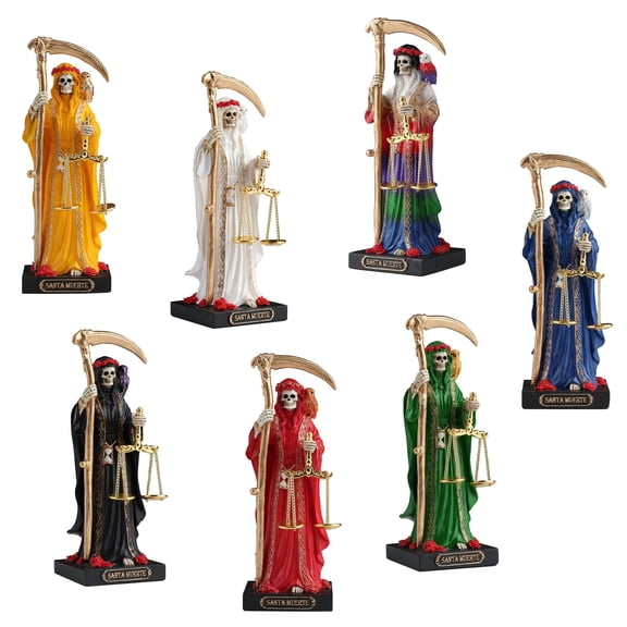 Veronese Design 4 1/4 Seven Color Santa Muerte Set of 7 Polystone Hand Painted Collectible Figurine Home Decor Miniature