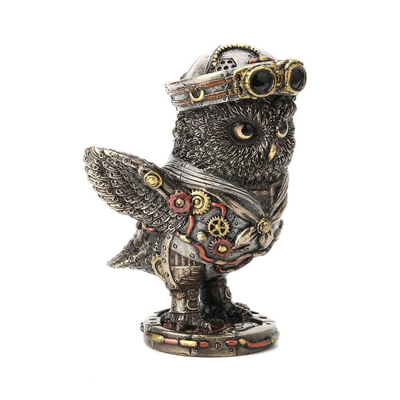Veronese Design 4 3/8" Steampunk Dixie Cup Submariner Owl Cold Cast Bronzed Resin Sculpture Animal Figurine