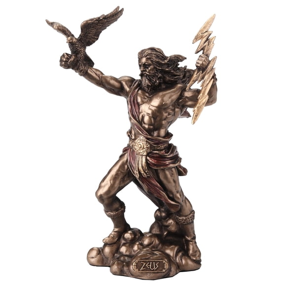Veronese Design 4 3/8 Zeus Greek God of The Sky Holding Thunderbolt Hand Painted Resin Sculpture
