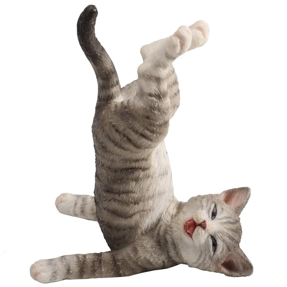 Veronese Design 4 Inch Grey Tabby Yoga Cat Shoulder Stand Pose Resin Animal Figurine
