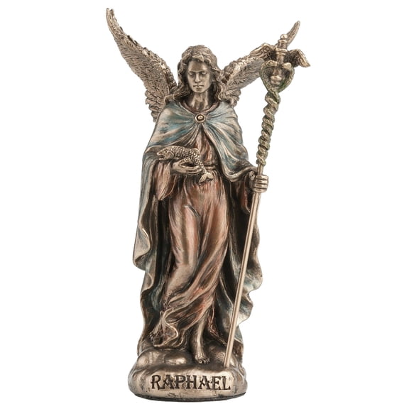 Veronese Design 4 Inch Raphael The Archangel of Healing Polystone Hand Painted Bronze Finish Collectible Figurine Home Decor