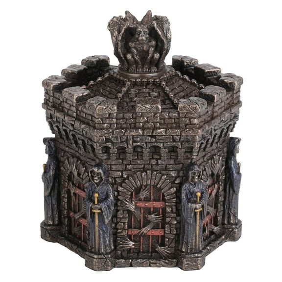 Veronese Design 5 1/4 Inches Gargoyle Hexagon Wardon Of Souls Trinket Box Cold Cast Resin Bronze Finish Gothic Home Decor