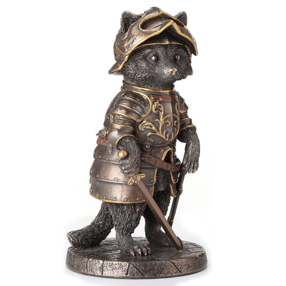 Veronese Design 5 1/8 Inch Tall Sir Laveur Raccoon Man at Arms Animal Knight Cold Cast Bronzed Resin Figurine Cute Wild Life Fantasy Collectible