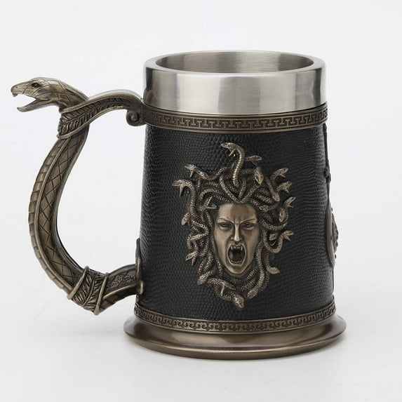 Veronese Design 5 3/4 Inch Greek Medusa Beer Stein Cold Cast Resin Antique Bronze Finish Statue Home Decor