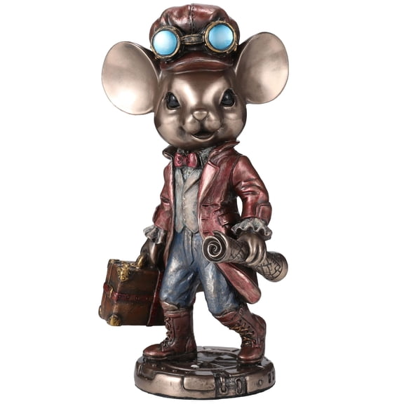 Veronese Design 5 3/4 Mister Mice Guy The Steampunk Traveler Cold Cast Resin Bronze Finish Animal Collectible Figurine Home Decor