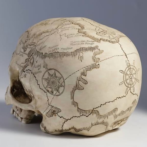 Veronese Design 5 3/8" Craniumography Skull Map Polyresin Hand Painted Sculpture
