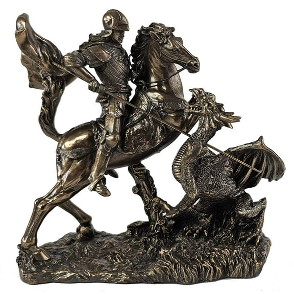 Veronese Design 6 1/4 Inch Saint George The Dragon Slayer Cold Cast Resin Bronze Finish Sculpture