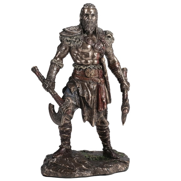 Veronese Design 6 1/4 Inch Viking Twin Axes Warrior Male Resin Sculpture Cold Cast Bronze Finish