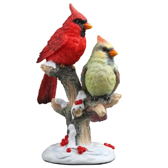 Veronese Design 6 1/8 Inch Cardinal Bird Couple Perching on Snowy Branch Polyresin Collectible Figurine Bird Decor for Home or Gift
