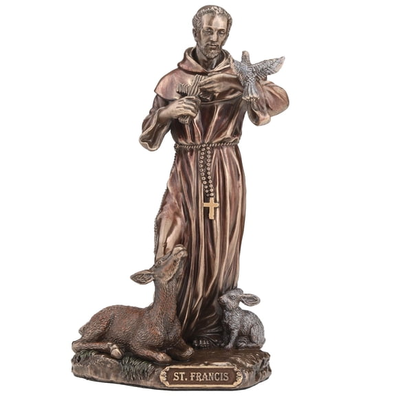 Veronese Design 6 1/8 Inch Saint Francis of Assisi Cold Cast Resin Bronze Finish Religious Gift Sculpture